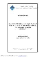 XÂY DỰNG TIÊU CHUẨN GIÁM ĐỊNH PHÂN cấp NĂNG SUẤT SINH sản HEO NGOẠI tại TRUNG tâm GIỐNG vật NUÔI TỈNH sóc TRĂNG 