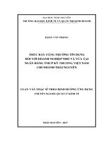 Thúc đẩy tăng trưởng tín dụng đối với doanh nghiệp nhỏ và vừa tại Ngân hàng Thương mại Cổ phần Kỹ thương Việt Nam chi nhánh Thái Nguyên (Luận văn thạc sĩ)