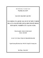 Tác động của quốc gia xuất xứ đến ý định mua của người tiêu dùng đối với mỹ phẩm hàn QUỐC nghiên cứu tại đà NẴNG