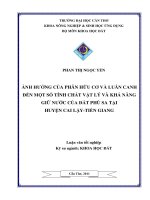 ẢNH HƯỞNG của PHÂN hữu cơ và LUÂN CANH đến một SỐTÍNH CHẤT vật lý và KHẢ NĂNG GIỮ nước của đất PHÙ SA tại HUYỆN CAI lậy   TIỀN GIANG 