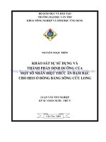 KHẢO sát sự sử DỤNG và THÀNH PHẦN DINH DƯỠNG của một số NHÃN HIỆU THỨC ăn đậm đặc CHO HEO ở ĐỒNG BẰNG SÔNG cửu LONG 