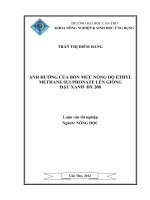 ẢNH HƯỞNG của bốn mức NỒNG độ ETHYL METHANE SULPHONATE lên GIỐNG đậu XANH đx 208 