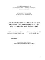 ẢNH HƯỞNG KÍCH cỡ của THỨC ăn lên QUÁ TRÌNH SINH KHÍ (GAS VOLUME), tỷ lệ TIÊU hóa và PHÂN hủy THỨC ăn ở dạ cỏ bò 