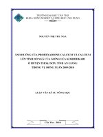 ẢNH HƯỞNG của PROHEXADIONE CALCIUM và CALCIUM lên TÍNHĐỔ NGÃ của GIỐNG lúa KOSHIHIKARI ở HUYỆN THOẠI sơn, TỈNH AN GIANG TRONG vụ ĐÔNG XUÂN 2009   2010 