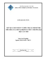 KẾT QUẢ CHẨN đoán và điều TRỊ các BỆNH ở hệ TIÊU hóa của CHÓ tại BỆNH xá THÚ y TRƯỜNG đại học cần THƠ 