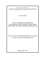 Nâng cao hiệu quả kinh doanh tại Ngân hàng Nông nghiệp và Phát triển Nông thôn Việt Nam chi nhánh tỉnh Bắc Kạn (Luận văn thạc sĩ)