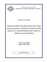 ĐÁNH GIÁ PHẢN ỨNG đối với sâu đục TRÁI (etiella zinckenella) và KHẢO sát một số TÍNH TRẠNG của 14 GIỐNGDÒNG đậu NÀNH LAI TRONG vụ XUÂN hè 2010 