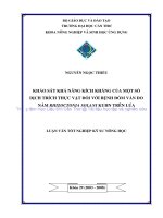 KHẢO sát KHẢ NĂNG KÍCH KHÁNG của một số DỊCH TRÍCH THỰC vật đối với BỆNH đốm vằn DO nấm RHIZOCTONIA SOLANIKUHN TRÊN lúa 
