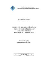 NGHIÊN cứu KHẢ NĂNG TIÊU hóa xơ TRUNG TÍNH của bê đực LAI HF (HOLSTEIN FRIESIAN)  GIAI đoạn từ 3   5 THÁNG TUỔI 