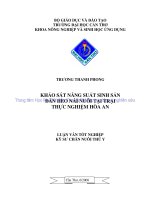 KHẢO sát NĂNG SUẤT SINH sản đàn HEO nái NUÔI tại TRẠI THỰC NGHIỆM hòa AN 