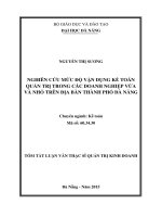 Nghiên cứu mức độ vận dụng kế toán quản trị trong các doanh nghiệp vừa và nhỏ trên địa bàn thành phố đà nẵng (tt) 