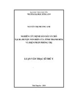 Nghiên cứu bệnh sán dây ở chó tại ba huyện ven biển của tỉnh thanh hóa và biện pháp phòng trị 