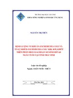 ĐỊNH LƯỢNG VI KHUẨN ESCHERICHIA COLI và tỉ lệ NHIỄM ESCHERICHIA COLI k88, k99, k987p TRÊN PHÂN HEO GIAI đoạn sơ SINH đến 60 NGÀY TUỔI tại TỈNH TRÀ VINH 