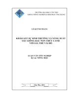 KHẢO sát sự SINH TRƯỞNG và NĂNG SUẤT sáu GIỐNG RAU NON THỦY CANH với GIÁ THỂ vải bố 