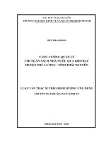 Tăng cường quản lý chi ngân sách nhà nước qua kho bạc huyện Phú Lương, tỉnh Thái Nguyên (Luận văn thạc sĩ)
