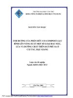 ẢNH HƯỞNG của PHÂN hữu cơ (COMPOST) lục BÌNH lên NĂNG SUẤT một số LOẠI RAU màu, lúa và DƯỠNG CHẤT TRÊN đất PHÙ SA ở cái tắc, hậu GIANG 