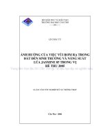 ẢNH HƯỞNG của VIỆC vùi rơm rạ TRONG đất đến SINH TRƯỞNG và NĂNG SUẤT lúa JASMINE 85 TRONG vụ hè THU 2005 