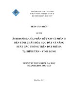 ẢNH HƯỞNG của PHÂN hữu cơ và PHÂN n đến TÍNH CHẤT hóa học đất và NĂNG SUẤT gấc TRỒNG TRÊN đất PHÙ SA tại BÌNH tân –VĨNH LONG 