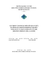 XÁC ĐỊNH và ĐÁNH GIÁ mối LIÊN QUAN GIỮA  đa HÌNH GEN GROWTH HORMONE(GH) đến  NĂNG SUẤT và CHẤT LƯỢNG sữa của bò HOLSTEIN FRIESIAN( HF) x LAI SIND 