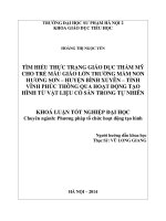 Tìm hiểu thực trạng giáo dục thẩm mỹ cho trẻ mẫu giáo lớn Trường mầm non Hương Sơn - Huyện Bình Xuyên - Tỉnh Vĩnh Phúc thông qua hoạt động tạo hình từ vật liệu có sẵn trong tự nhiên