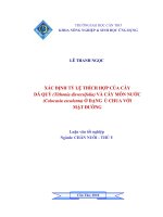 XÁC ĐỊNH tỷ lệ THÍCH hợp của cây dã QUỲ (tithonia disversifolia)và cây môn nước (colocasia esculenta) ở DẠNG ủ CHUA với mật ĐƯỜNG 