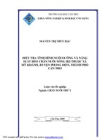 ĐIỀU TRA TÌNH HÌNH NUÔI DƯỠNG và NĂNG SUẤT HEO CHĂN NUÔI NÔNG hộ THUỘC xã mỹ KHÁNH,HUYỆN PHONG điền, THÀNH PHỐ cần THƠ 