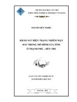 KHẢO sát HIỆN TRẠNG NHIỄM mặn đất TRONG mô HÌNH lúa tôm ở THẠNH PHÚ – bến TRE 
