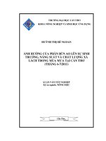 ẢNH HƯỞNG của PHÂN bùn AO lên sự SINH TRƯỞNG, NĂNG SUẤT và CHẤT LƯỢNG xà LÁCH TRONG mùa mưa tại cần THƠ THÁNG 6   7 2011 
