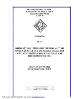 KHẢO sát đặc TÍNH SINH TRƯỞNG và TÍNH NĂNG sản XUẤT của cỏ paspalum atratum với các mức độ PHÂN bón KHÁC NHAU tại THÀNH PHỐ cần THƠ 