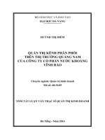 Quản trị phân phối trên thị trường quảng nam của công ty cổ phần nước khoáng vĩnh hảo (tt) 