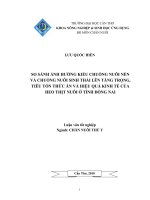 SO SÁNH ẢNH HƯỞNG KIỂU CHUỒNG NUÔI nền và CHUỒNG NUÔI SINH THÁI lên TĂNG TRỌNG, TIÊU tốn THỨC ăn và HIỆU QUẢ KINH tế của HEO THỊT NUÔI ở TỈNH ĐỒNG NAI 