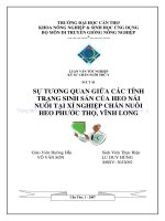 SỰ TƯƠNG QUAN GIỮA các TÍNH TRẠNG SINH sản của HEO nái NUÔI tại xí NGHIỆP CHĂN NUÔI HEO PHƯỚC THỌ, VĨNH LONG 