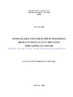 ĐÁNH GIÁ KHẢ NĂNG KÍCH THÍCH TÍNH KHÁNG BỆNH lùn XOẮN lá của 5 hóa CHẤT TRÊN GIỐNG lúa MTL384   lê văn NHỜ 