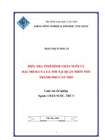ĐIỀU TRA TÌNH HÌNH CHĂN NUÔI và đặc điểm của gà nòi tại QUẬN THỐT nốt THÀNH PHỐ cần THƠ 