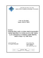 ẢNH HƯỞNG LIỀU LƯỢNG PHÂN đạm đến SINH TRƯỞNG và NĂNG SUẤT cóc THÁI LAN (SPONDIAS CYTHERA) KHI TRỒNG TRÊN CHẬU vụ THỨ HAI 