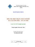 ĐIỀU TRA HIỆN TRẠNG CHĂN NUÔI bò sữa tại LONG hòa – TP cần THƠ 