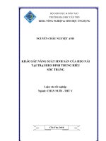 KHẢO sát NĂNG SUẤT SINH sản CỦAHEO nái  tại TRẠI HEO ĐINH TRUNG HIẾU sóc TRĂNG 