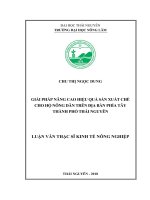 Giải pháp nâng cao hiệu quả sản xuất chè cho hộ nông dân trên địa bàn phía Tây thành phố Thái Nguyên (Luận văn thạc sĩ)