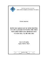 BƯỚC đầu KHẢO sát sự SINH TRƯỞNG của dưa lê KIM cô NƯƠNG THU TRÁI NON GHÉP TRÊN gốc BÌNH bát dây và gốc bầu,vụ hè THU 2011 