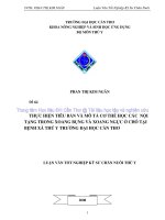 THỰC HIỆN TIÊU bản và mô tả cơ THỂ học các nội TẠNG TRONG XOANG BỤNG và XOANG NGỰC ở CHÓ tại BỆNH xá THÚ y TRƯỜNG đại học cần THƠ 