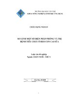 SO SÁNH một số BIỆN PHÁP PHÒNG và TRỊ BỆNH TIÊU CHẢY ở HEO CON CAI sữa 