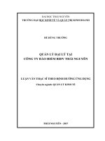Quản lý đại lý tại Công ty Bảo hiểm BIDV Thái Nguyên (Luận văn thạc sĩ)