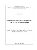 Quản lý thu thuế xuất, nhập khẩu tại chi cục hải quan yên bái 