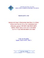 KHẢO sát đặc TÍNH SINH TRƯỞNG và TÍNH NĂNG sản XUẤT của cây ANH đào GIẢ (gliricida sepium)với mức độ PHÂN bón KHÁC NHAU QUA các lứa tái SINH 5, 6 và 7 tại THÀNH PHỐ cần THƠ 