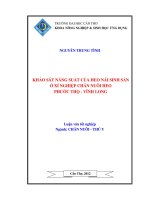 KHẢO sát NĂNG SUẤT của HEO nái SINH sản ở xí NGHIỆP CHĂN NUÔI HEO PHƯỚC THỌ   VĨNH LONG 