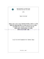 HIỆU QUẢ sáu LOẠI DINH DƯỠNG THỦY CANH TRÊN sự SINH TRƯỞNG và NĂNG SUẤT của cà CHUA tại hợp tác xã RAU AN TOÀN QUẬN BÌNH THỦY THÀNH PHỐ cần THƠ, ĐÔNG XUÂN 2005   2006 
