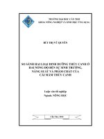 SO SÁNH HAI LOẠI DINH DƯỠNG THỦY CANH ở HAI NỒNG độ đến sự SINH TRƯỞNG, NĂNG SUẤT và PHẨM CHẤT của cải mầm THỦY CANH 