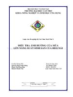 ĐIỀU TRA ẢNH HƯỞNG của mùa lên NĂNG SUẤT SINH sản của HEO nái 