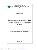 ĐÁNH GIÁ cân BẰNG NPK TRÊN bắp LAI TRỒNG ở sóc TRĂNG vụ ĐÔNG XUÂN năm 2008 