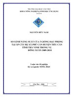 SO SÁNH NĂNG SUẤT của 5 GIỐNG đậu PHỘNG tại ấp cây hẹ xã PHÚ cần HUYỆN TIỂU cần TỈNH TRÀ VINH TRONG vụ ĐÔNG XUÂN 2009   2010 